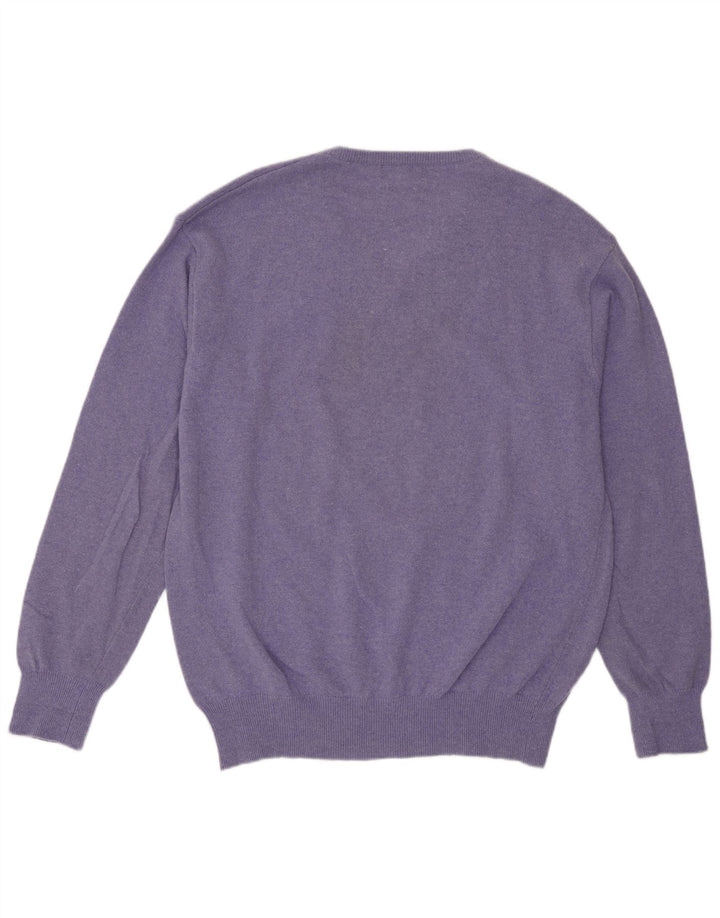 Kappa Mens V-Neck Jumper Sweater Large Purple Lambswool
