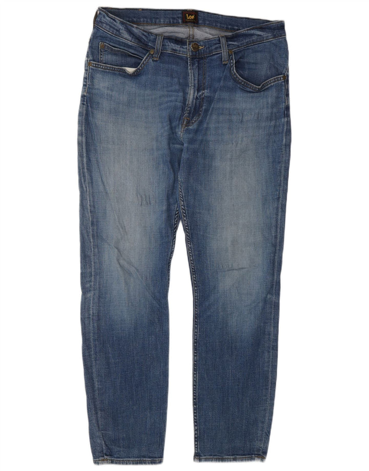 LEE Womens Rider Cropped Jeans W33 L28 Blue Cotton
