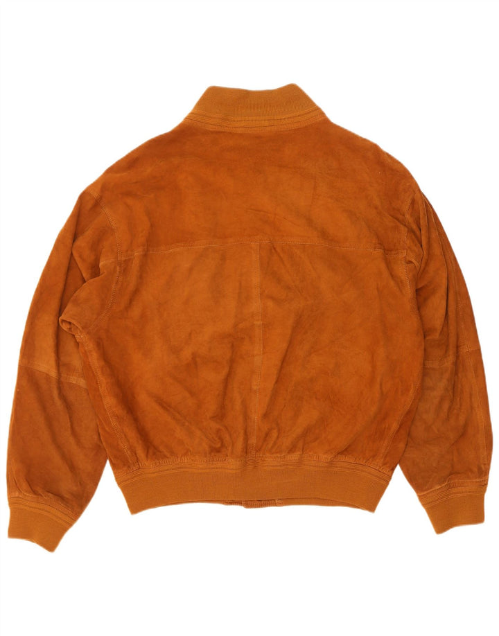 Vintage Mens Suede Bomber Jacket IT 50 Large Brown Leather