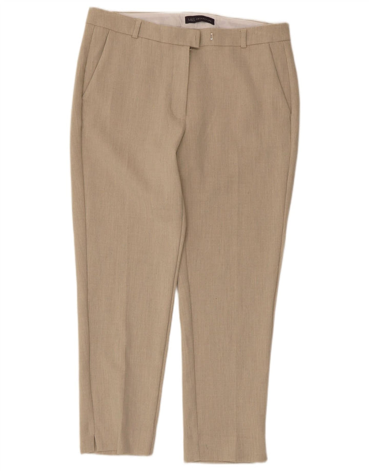 Marks & Spencer Womens Cropped Trousers UK 12 Medium W32 L25 Beige