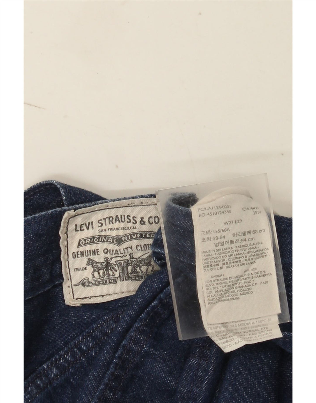 Levi's Womens Straight Jeans W27 L29 Navy Blue Cotton
