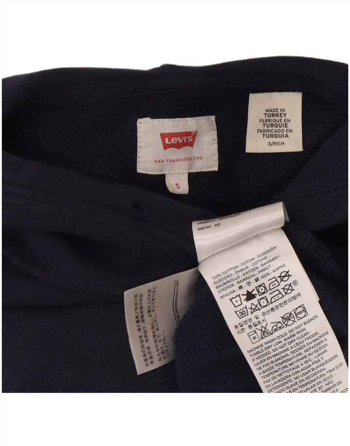 Levi's Mens Graphic Hoodie Jumper Small Navy Blue Cotton