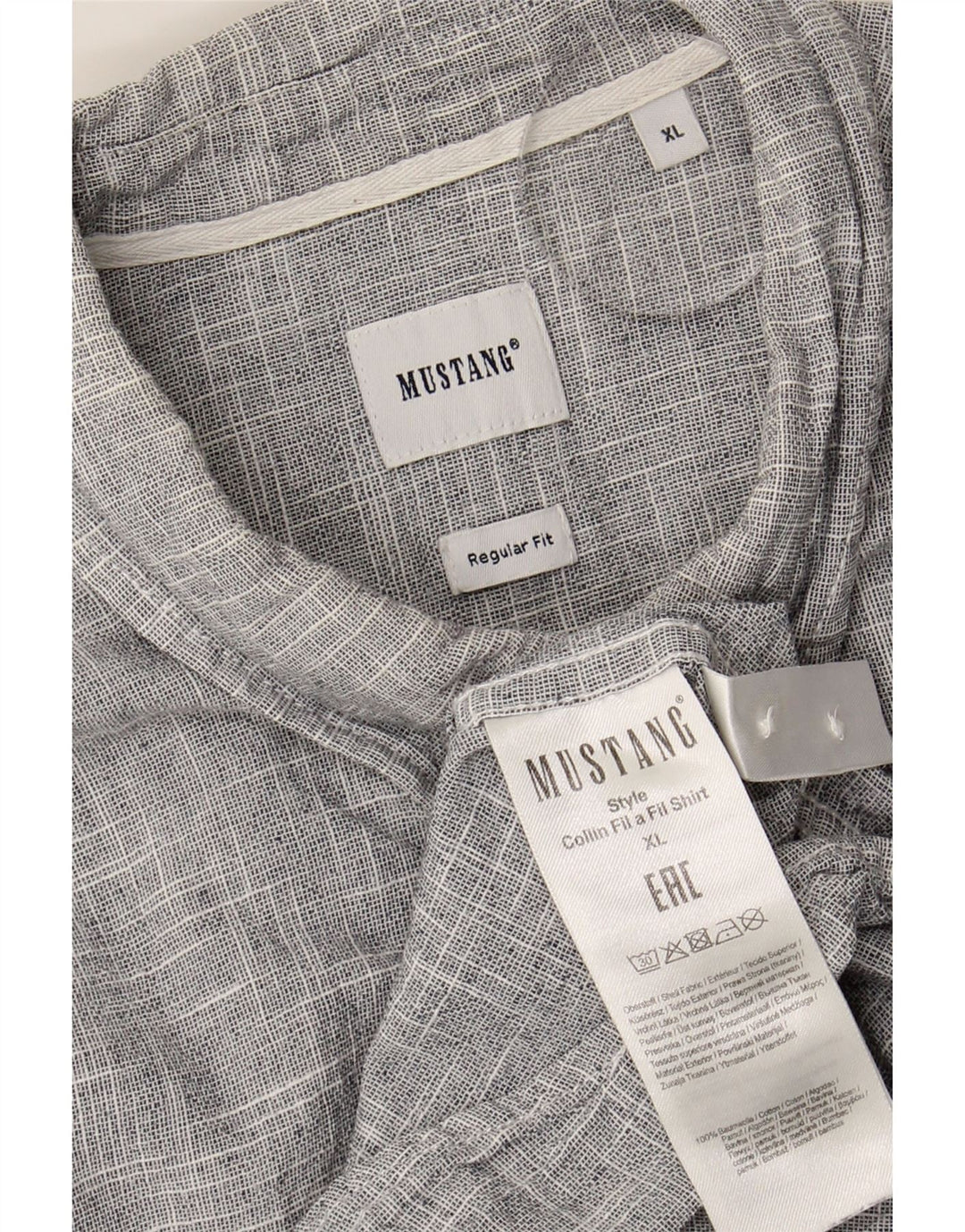 MUSTANG Mens Regular Fit Short Sleeve Shirt XL Grey Cotton Vintage Mustang and Second-Hand Mustang from Messina Hembry 