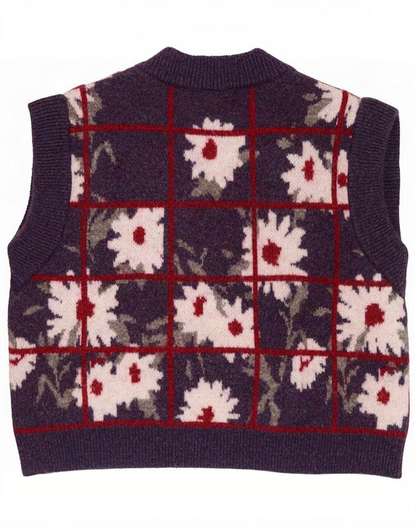 Zara Womens Vest Tank Top UK 14 Médio Roxo Floral Poliéster