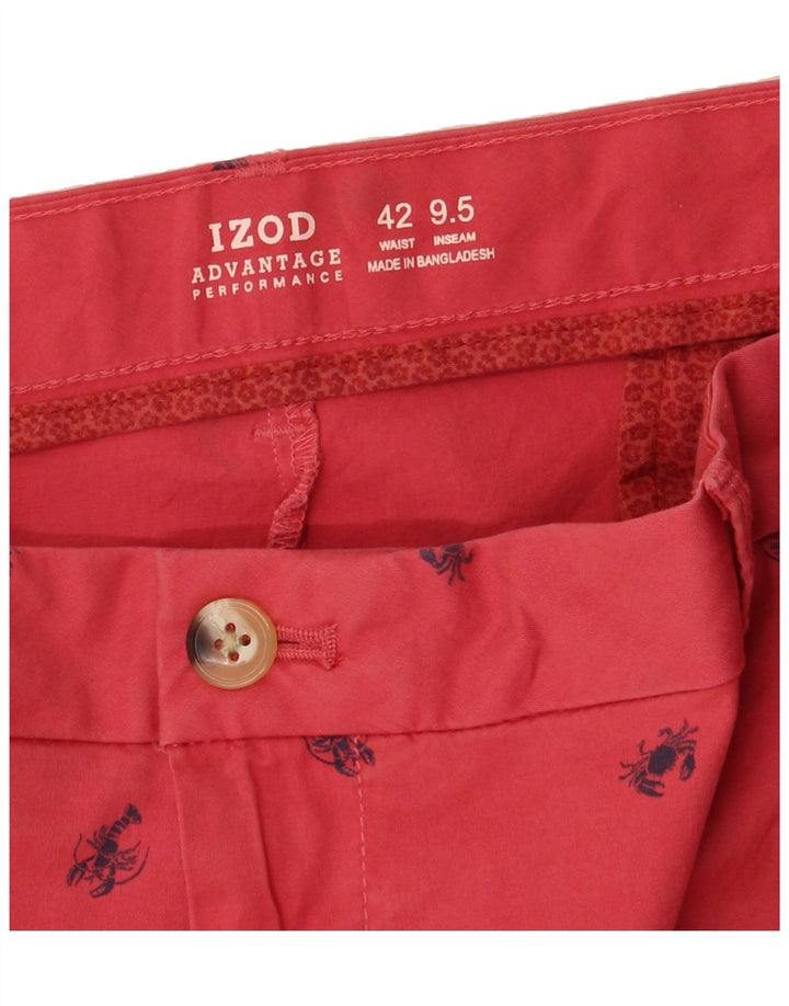 IZOD Mens Abstract Pattern Chino Shorts W42 2XL Red Cotton Vintage Izod and Second-Hand Izod from Messina Hembry 