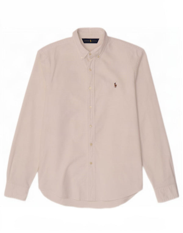 Ralph Lauren Camisa Oxford elástica para hombre, corte entallado, talla grande, color blanco