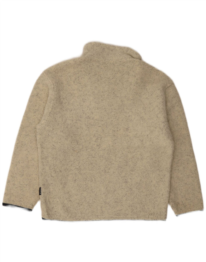 Lotto Mens Zip Neck Fleece Jumper Small Beige Flecked Polyester