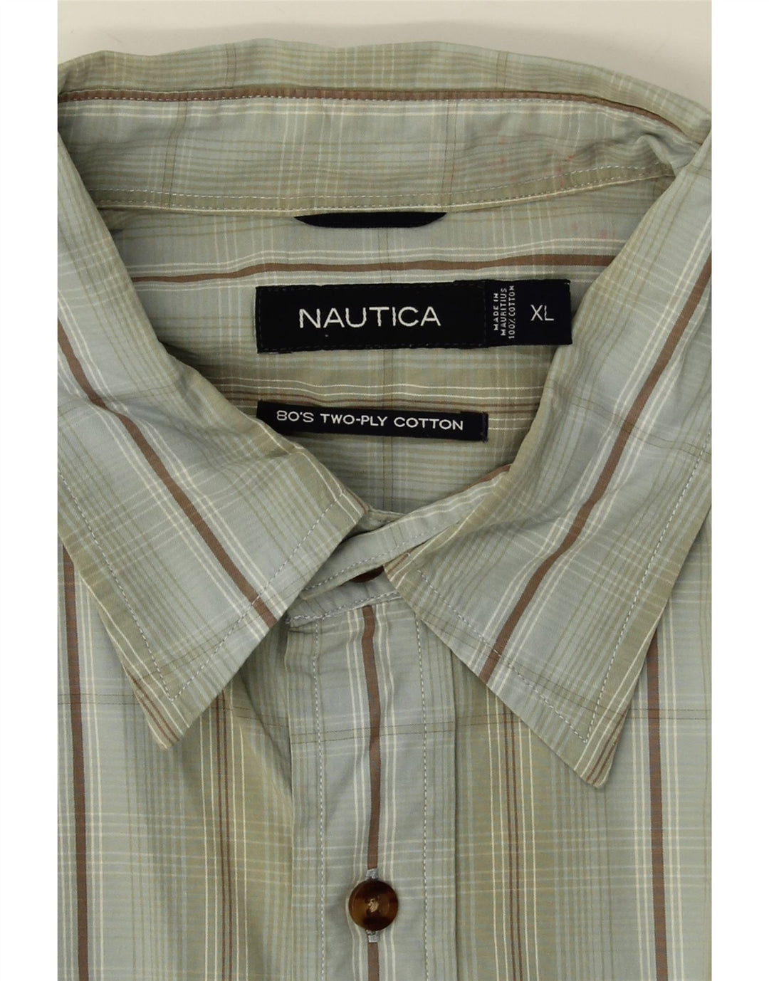 NAUTICA Mens Shirt XL Green Check Cotton Vintage Nautica and Second-Hand Nautica from Messina Hembry 