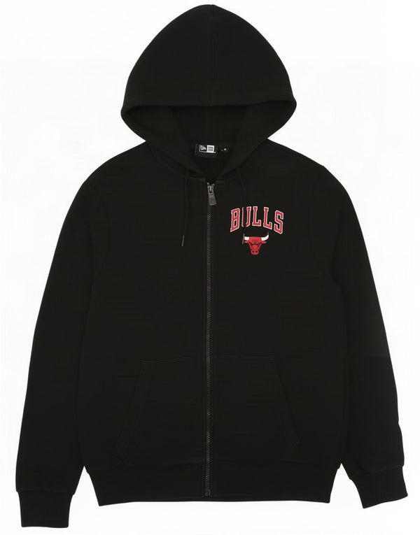 New Era Mens Chicago Bulls Graphic Zip Hoodie Sweater Small Black Cotton