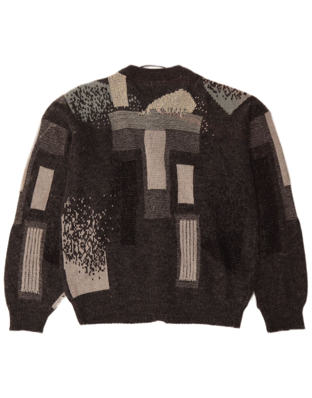 Canda Mens Cardigan Suéter Pequeño Gris Geométrico Acrílico