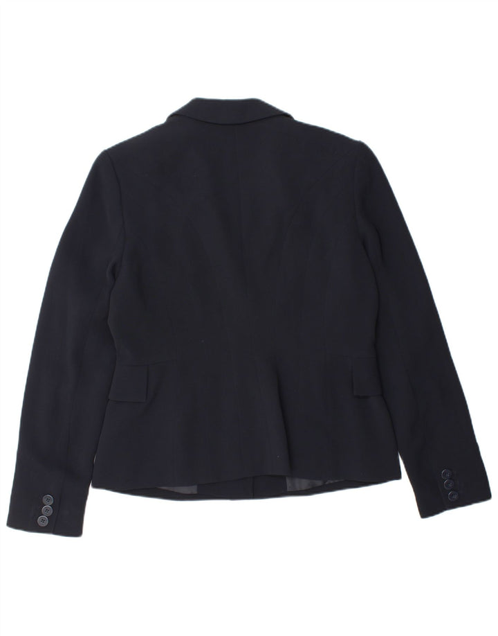 HOBBS Womens 2 Button Blazer Jacket UK 12 Medium Navy Blue Polyester