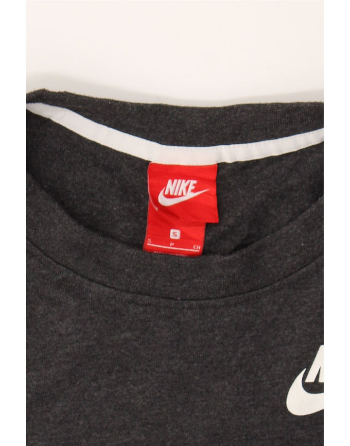 NIKE Womens Short Sleeve Sweatshirt Jumper UK 10 Small Grey Polyester Vintage Nike and Second-Hand Nike from Messina Hembry 