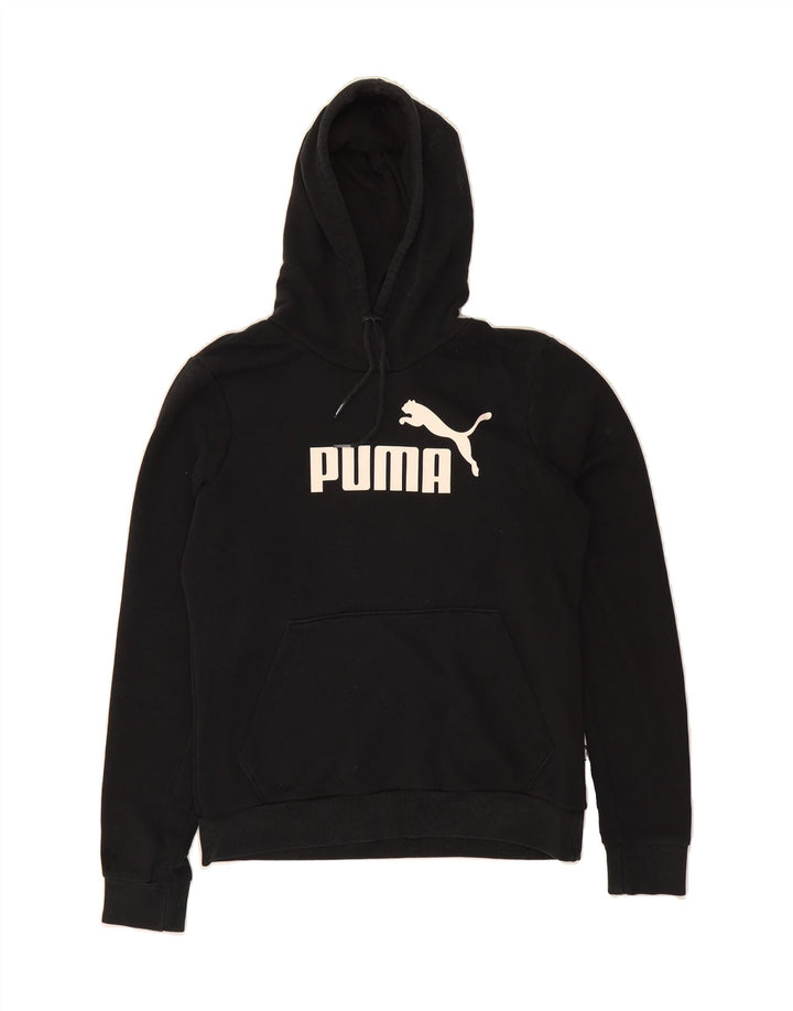 PUMA Womens Graphic Hoodie Jumper UK 12 Medium Black Polyester Vintage Puma and Second-Hand Puma from Messina Hembry 