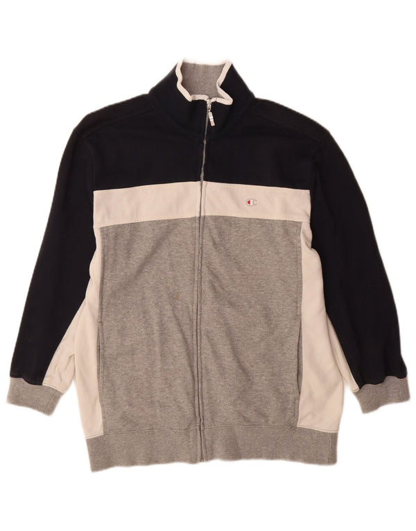 Champion Womens Tracksuit Top Jacket UK 16 Large Grey Colourblock Cotton