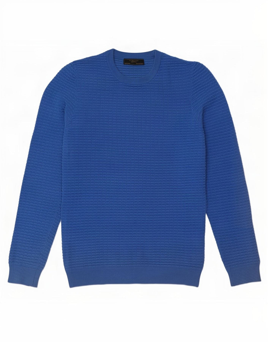 Zara Suéter masculino com gola redonda pequeno azul