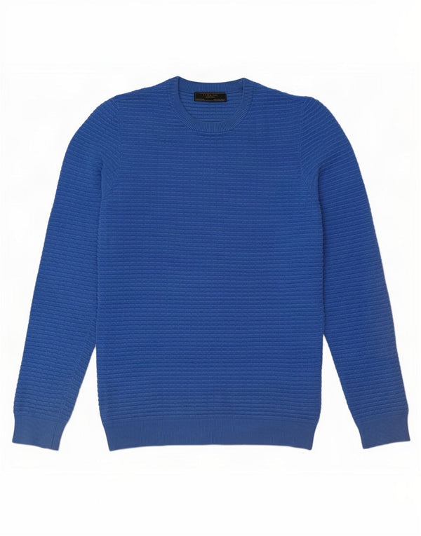 Zara Herren-Pullover mit Rundhalsausschnitt, Größe S, Blau