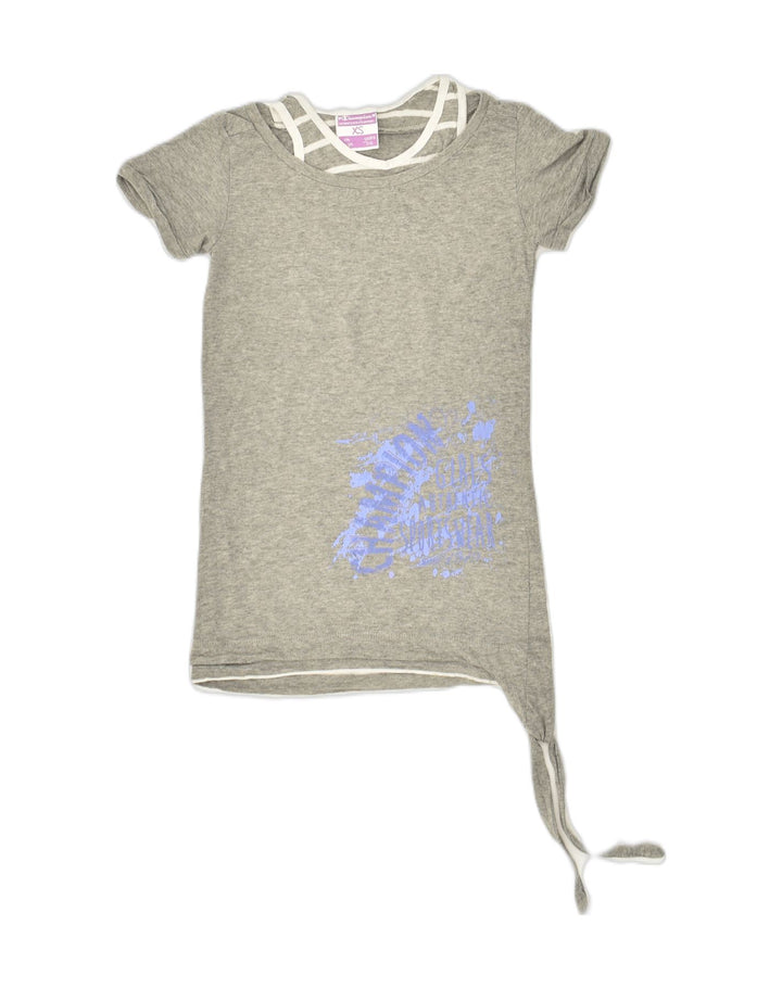 CHAMPION Girls Graphic T-Shirt Top 5-6 Years XS Grey Cotton | Vintage Champion | Thrift | Second-Hand Champion | Used Clothing | Messina Hembry 