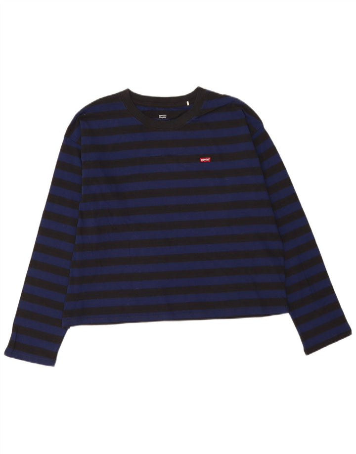 Levi's Dame Oversized Top Langærmet UK 14 Mellem marineblå stribet