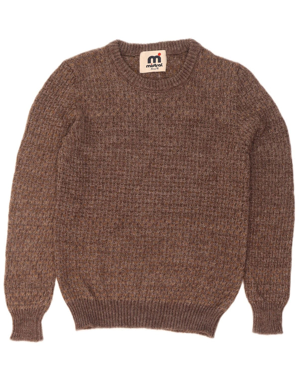 Mistral Mens Crew Neck Jumper Sweater Large Brown Wool