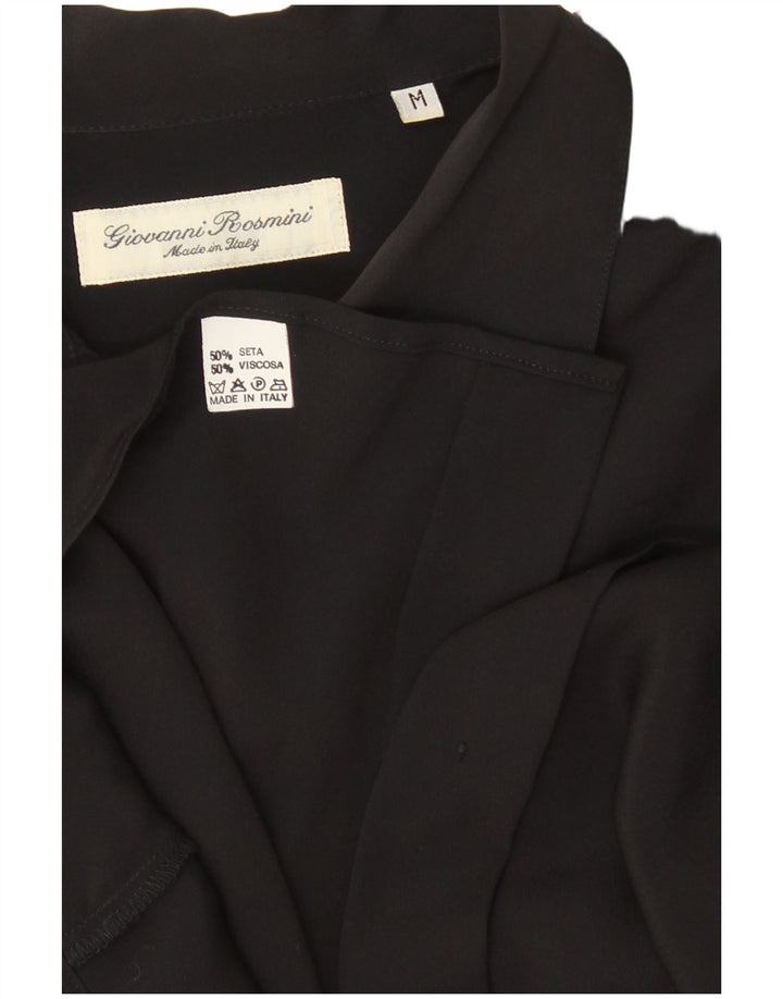 Giovanni Rosmini Womens Shirt Blouse UK 14 Medium Black Silk