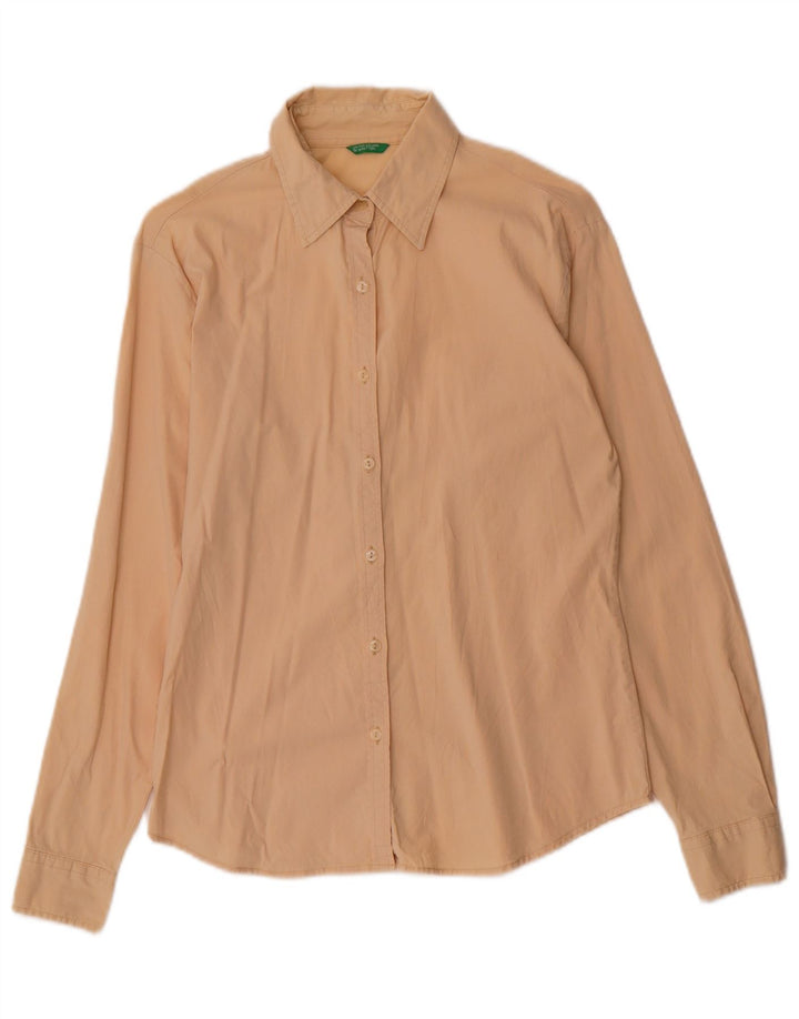 Benetton Womens Shirt UK 12 Medium Beige