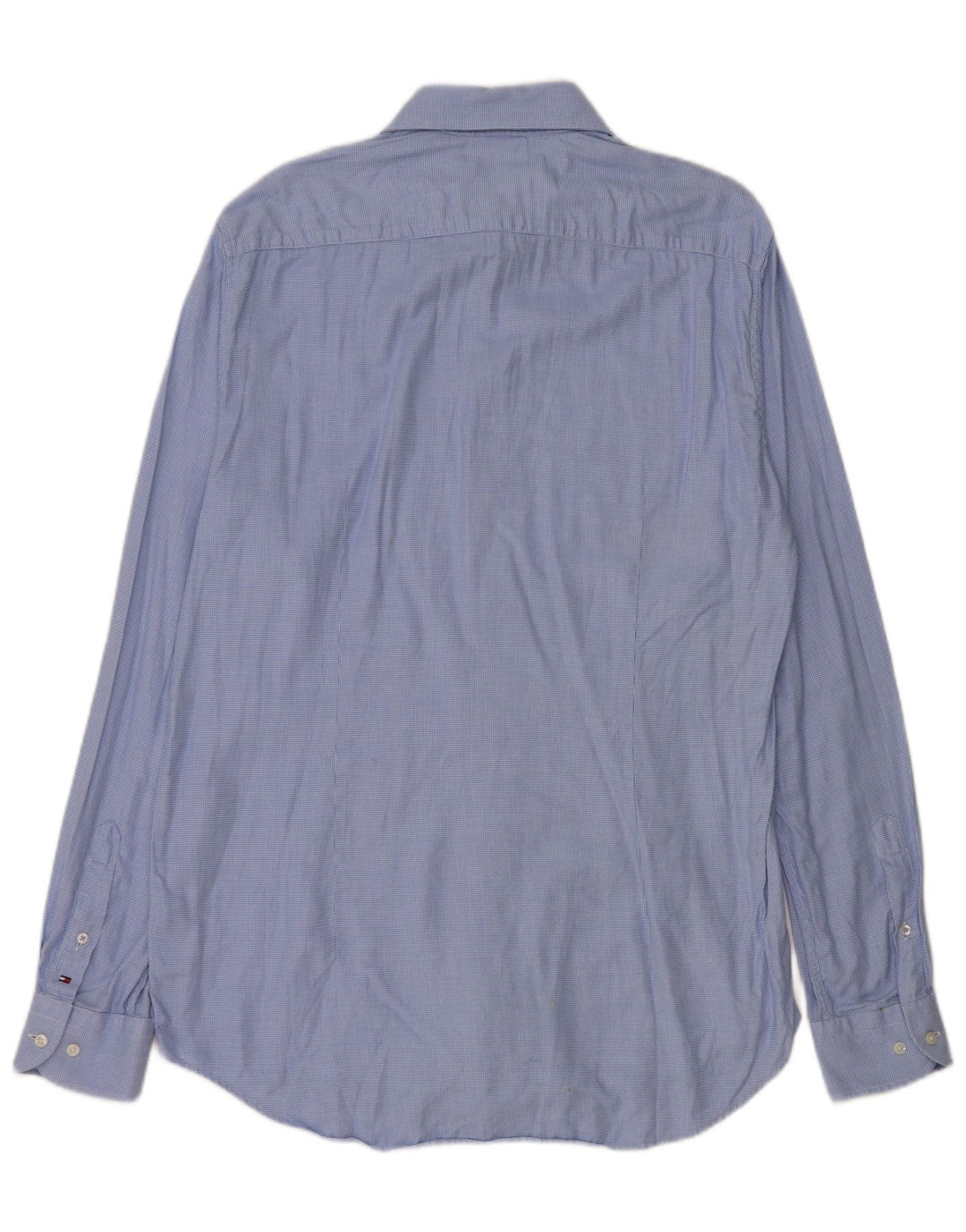 Tommy Hilfiger Mens Shirt Size 41 16 Large Blue Houndstooth Cotton