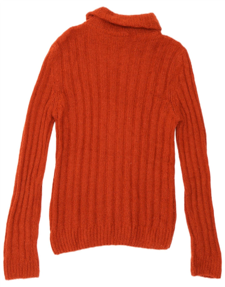 Massimo Dutti Womens Roll Neck Jumper Sweater UK 14 Large Orange