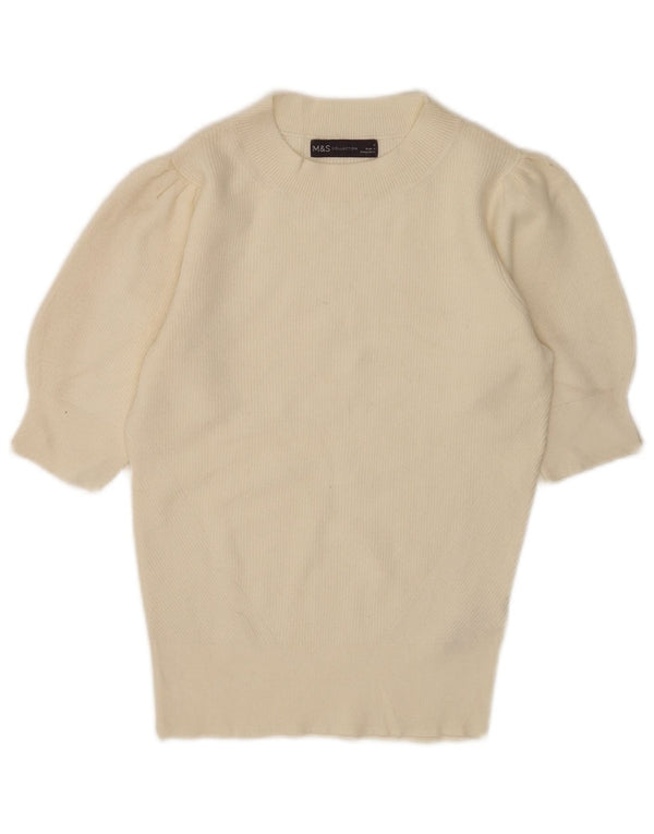 Maglione maglione girocollo da donna Marks & Spencer UK 8 piccolo bianco sporco
