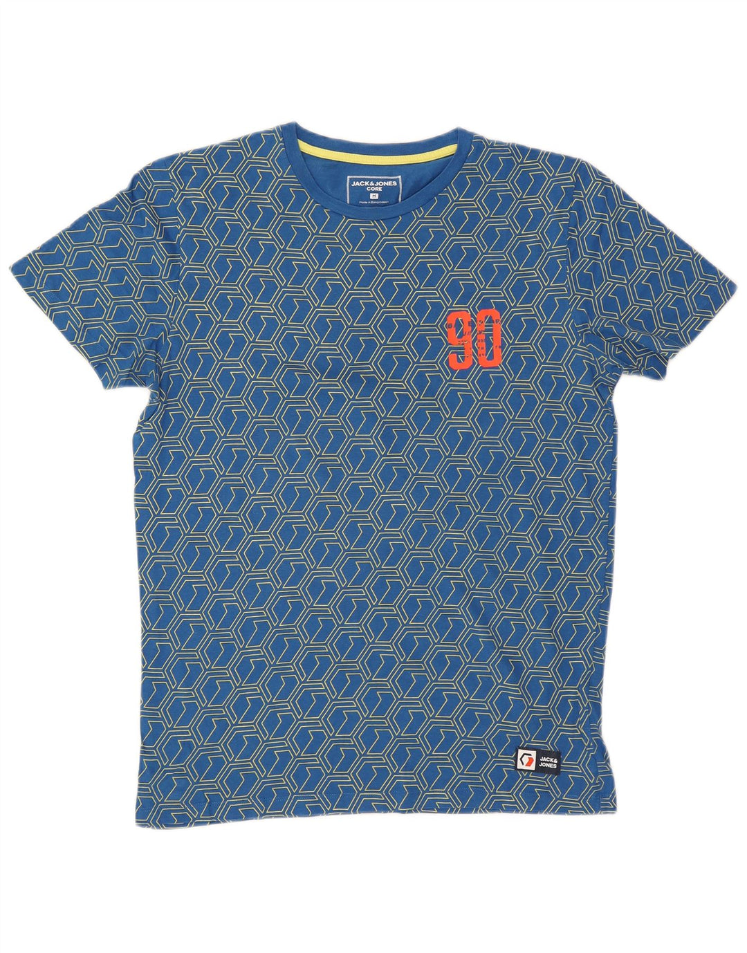Jack & Jones Herren Grafik-T-Shirt-Oberteil Mittelblau Geometrisch