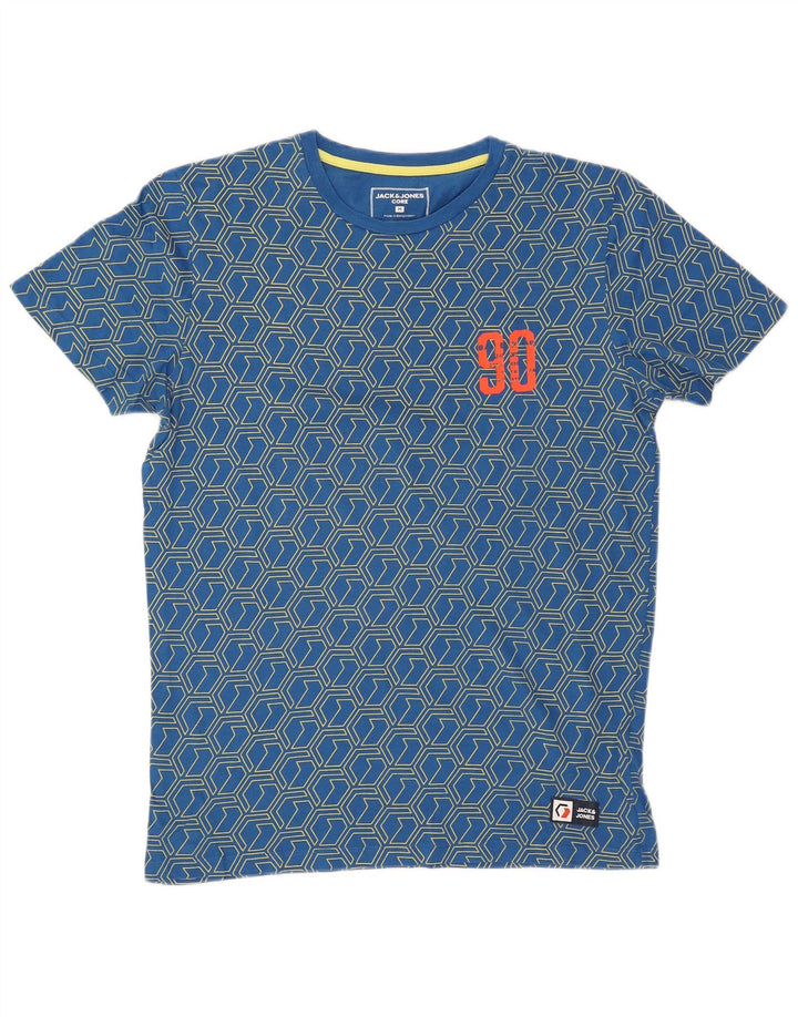Jack & Jones Herren Grafik-T-Shirt-Oberteil Mittelblau Geometrisch
