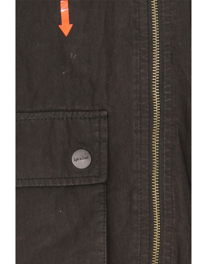 LYLE & SCOTT Mens Bomber Jacket UK 38 Medium Black Cotton Vintage Lyle & Scott and Second-Hand Lyle & Scott from Messina Hembry 