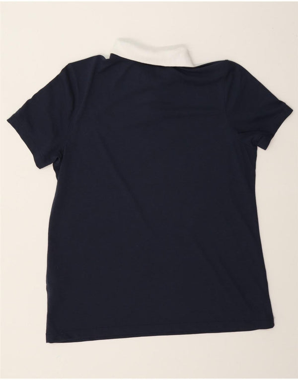 Nike Womens Dri Fit Polo Shirt UK 16 Large Navy Blue Colourblock Polyester