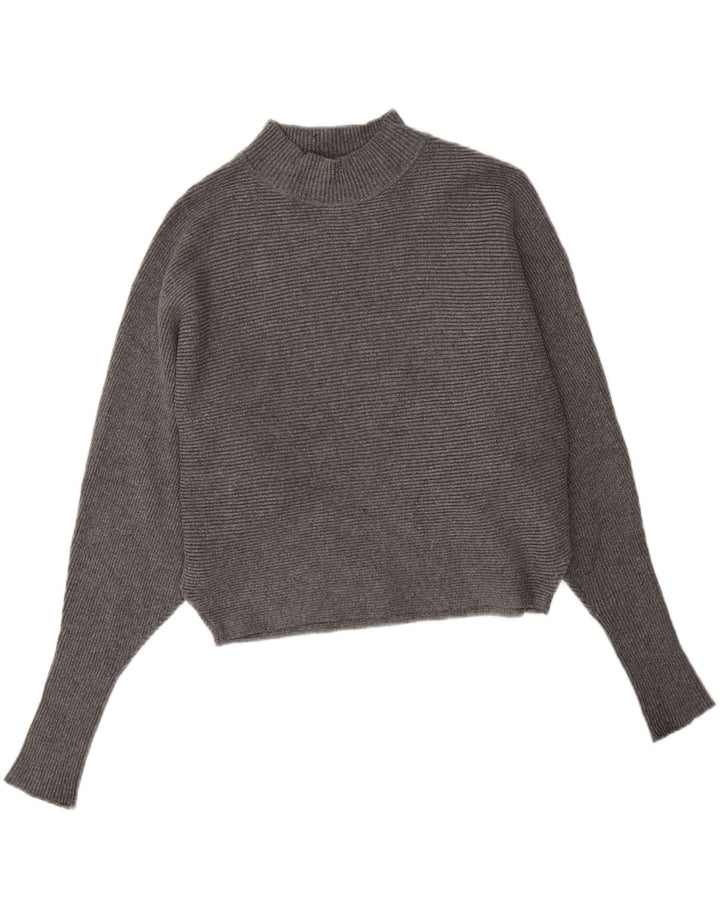 Maglione corto oversize con collo dolcevita corto da donna Zara UK 10 piccolo grigio