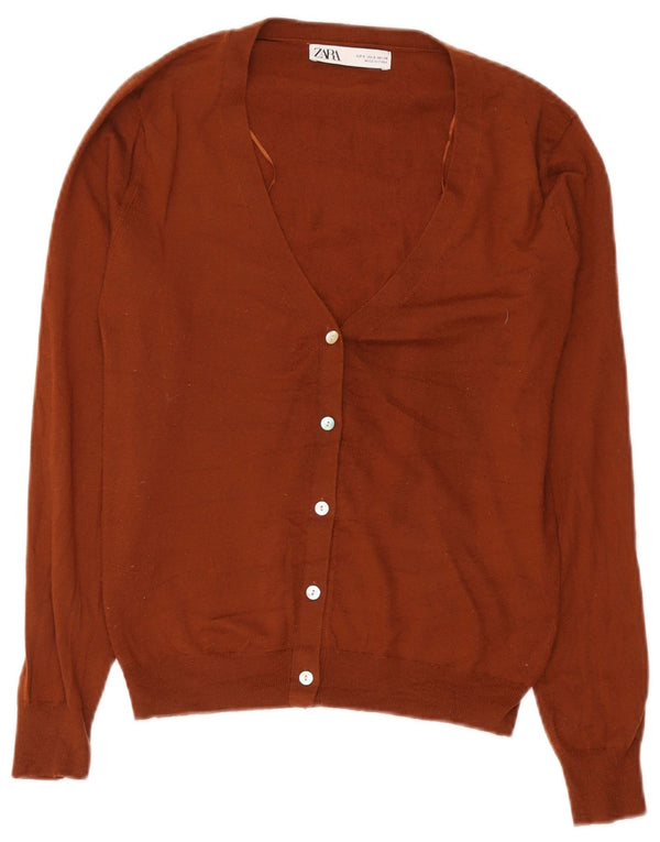 Maglione cardigan da donna Zara UK 10 piccolo acrilico marrone