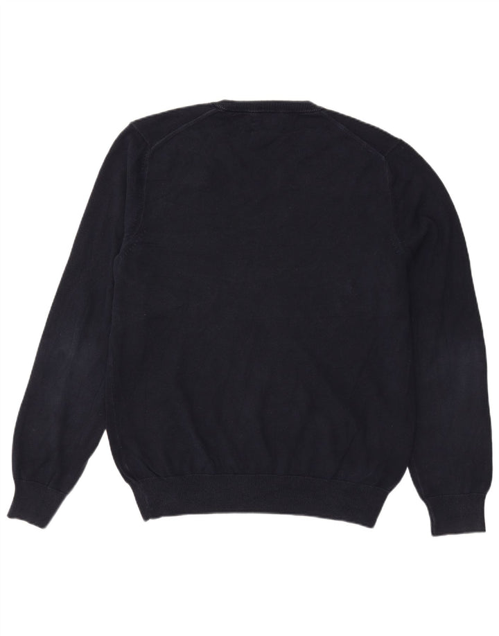 Marks & Spencer Mens V-Neck Jumper Sweater Large Navy Blue Cotton