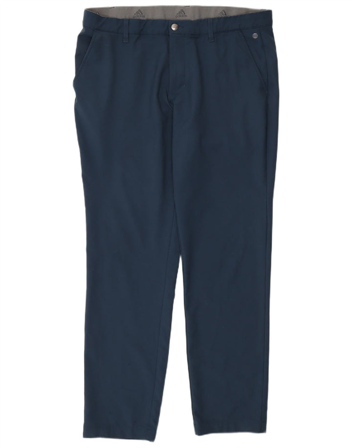 Adidas Mens Slim Chino Trousers W36 L32 Navy Blue Polyester
