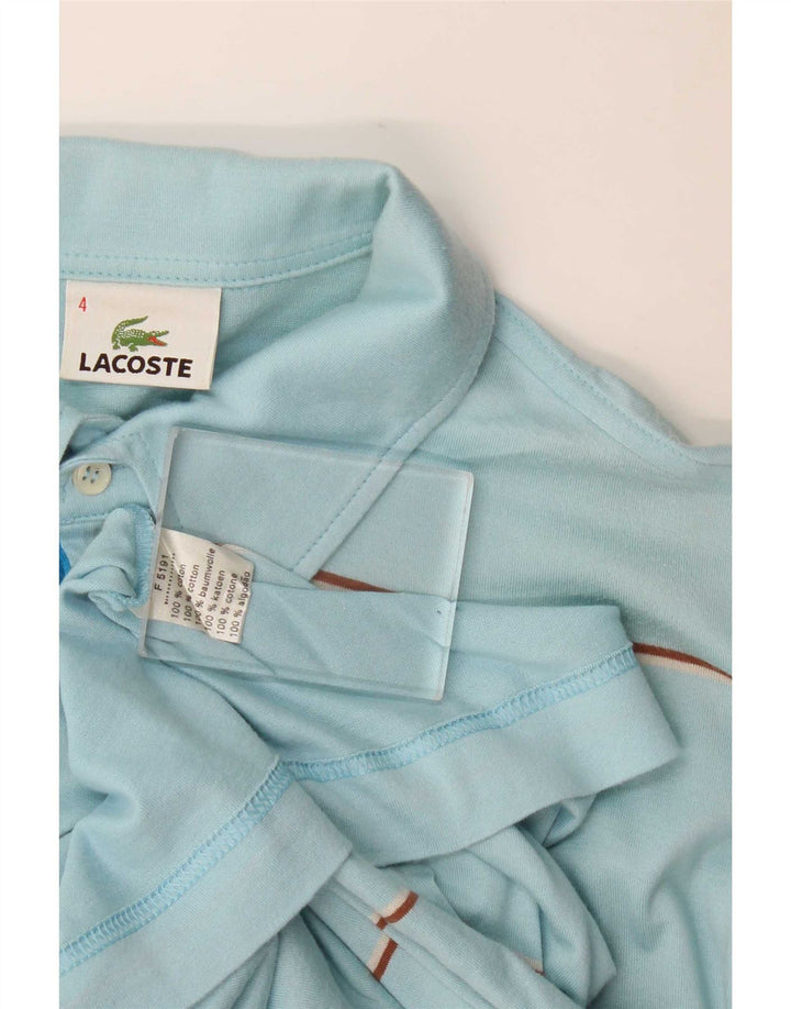 Lacoste Mens Polo Shirt Size 4 Medium Blue Striped Cotton