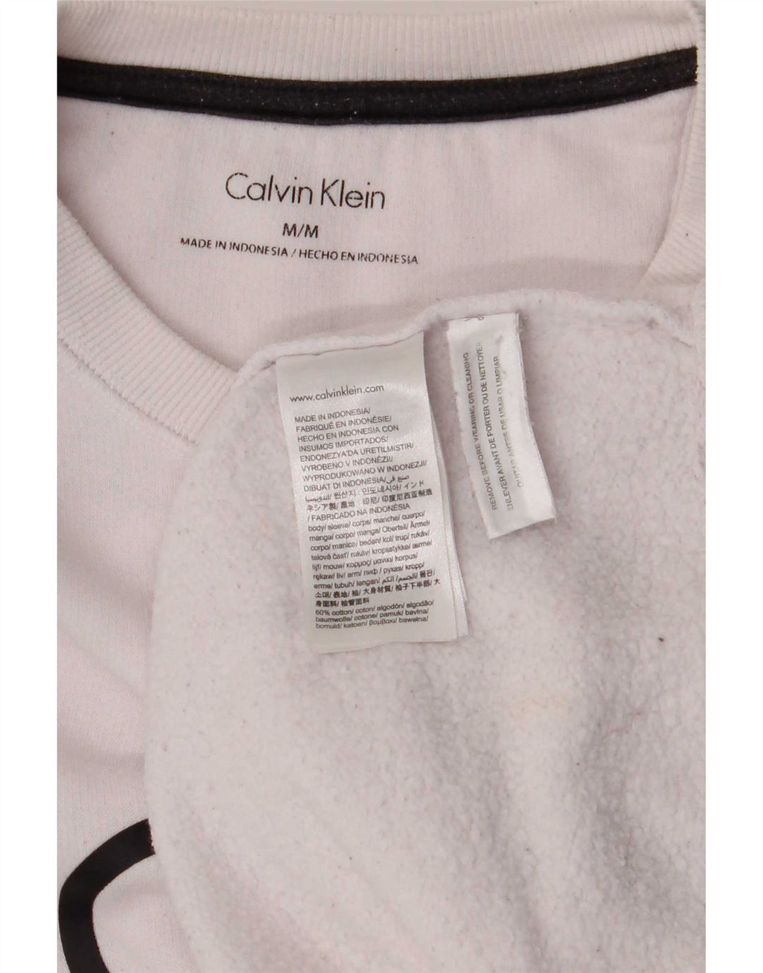 Calvin Klein Mens Graphic Sweatshirt Jumper Medium White Cotton