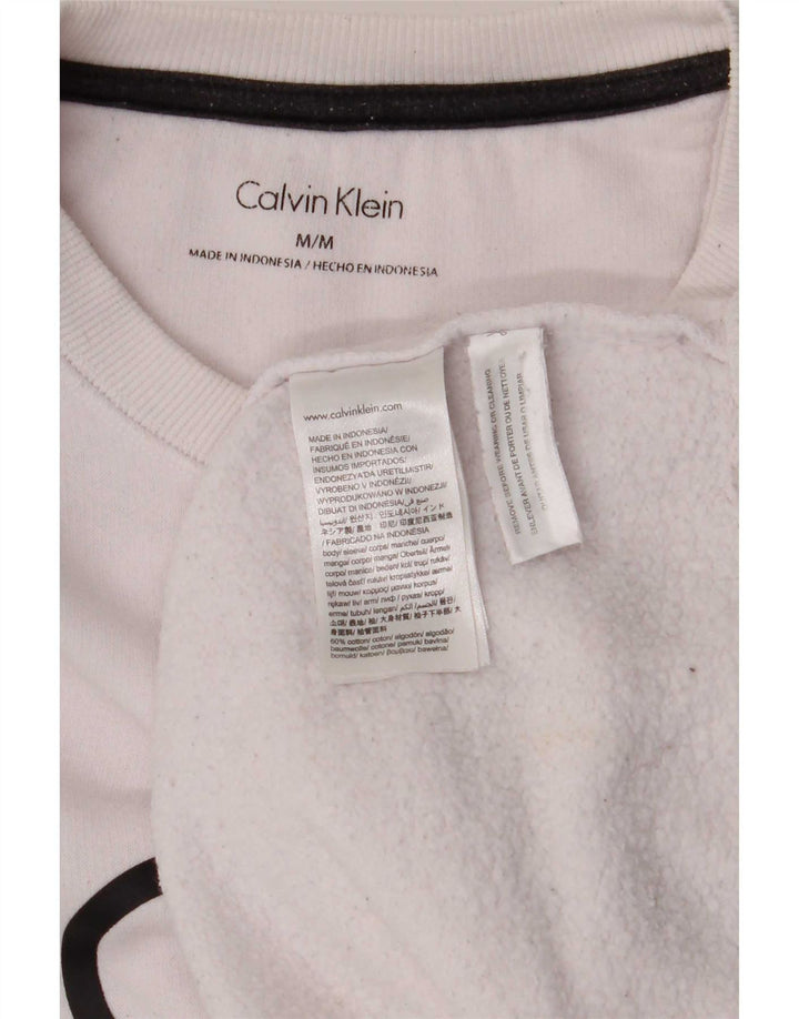 Calvin Klein Mens Graphic Sweatshirt Jumper Medium White Cotton