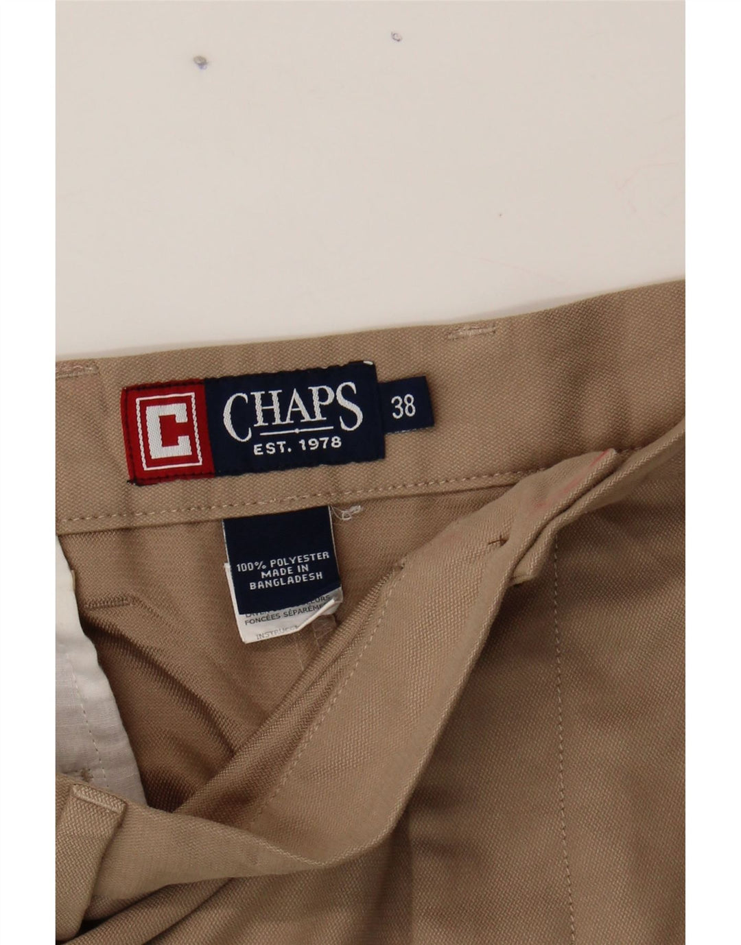 CHAPS Mens Chino Shorts W38 XL Beige Polyester Vintage Chaps and Second-Hand Chaps from Messina Hembry 