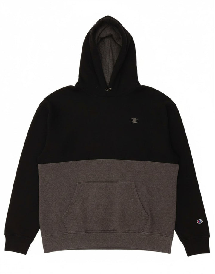 CHAMPION moletom com capuz masculino XL preto colorblock algodão