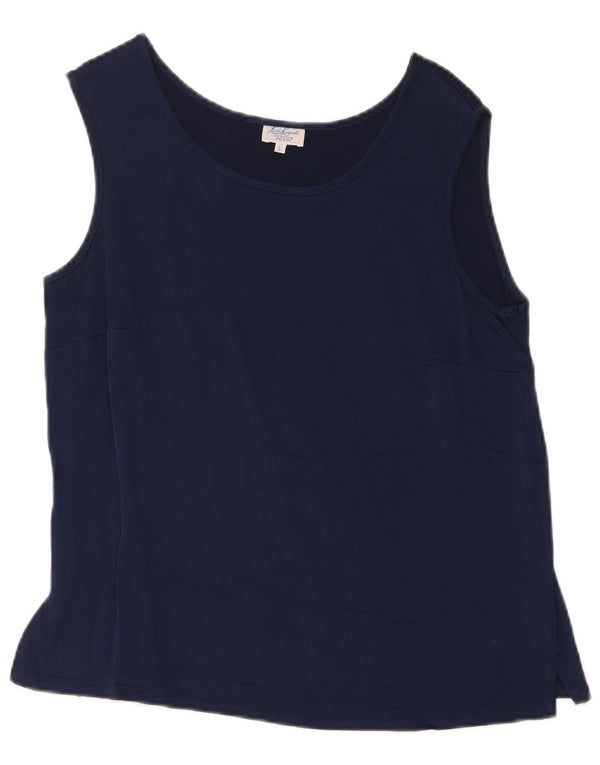 Luisa Spagnoli Womens Vest Top UK 14 Large Navy Blue Acetate
