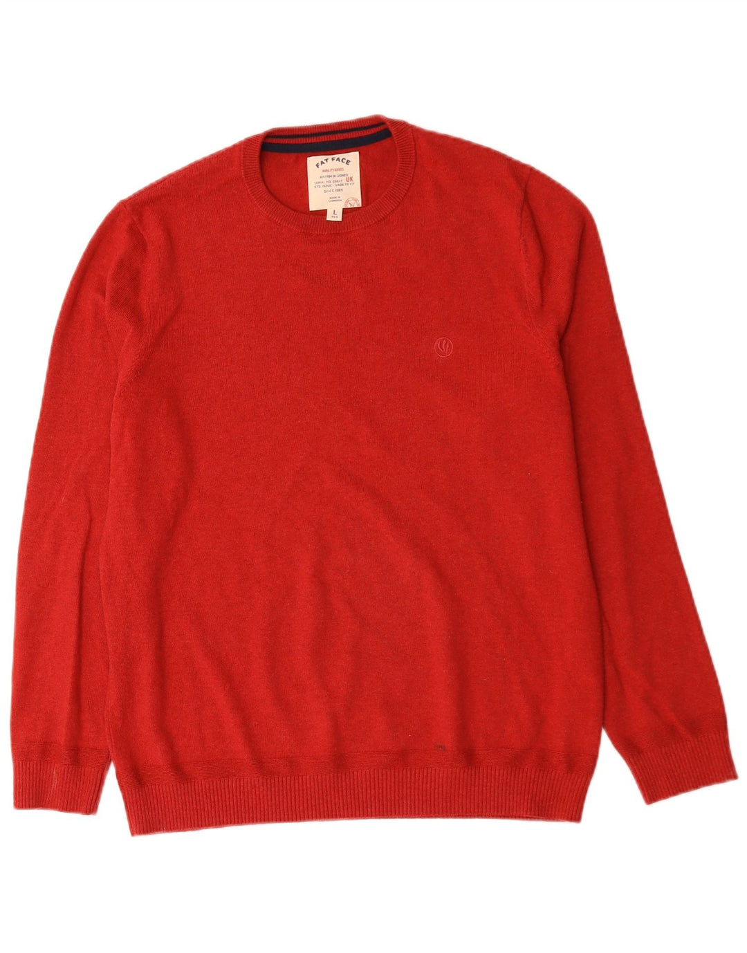 Maglione maglione girocollo da uomo Fat Face grande cotone rosso