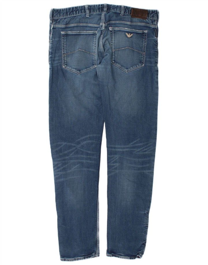 Jeans slim invecchiati da uomo Armani W34 L34 in cotone blu