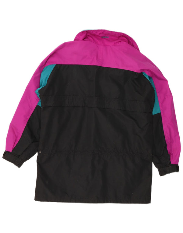 Columbia Chubasquero Suelto Para Mujer UK 44 Mediano Nylon Color Block Negro