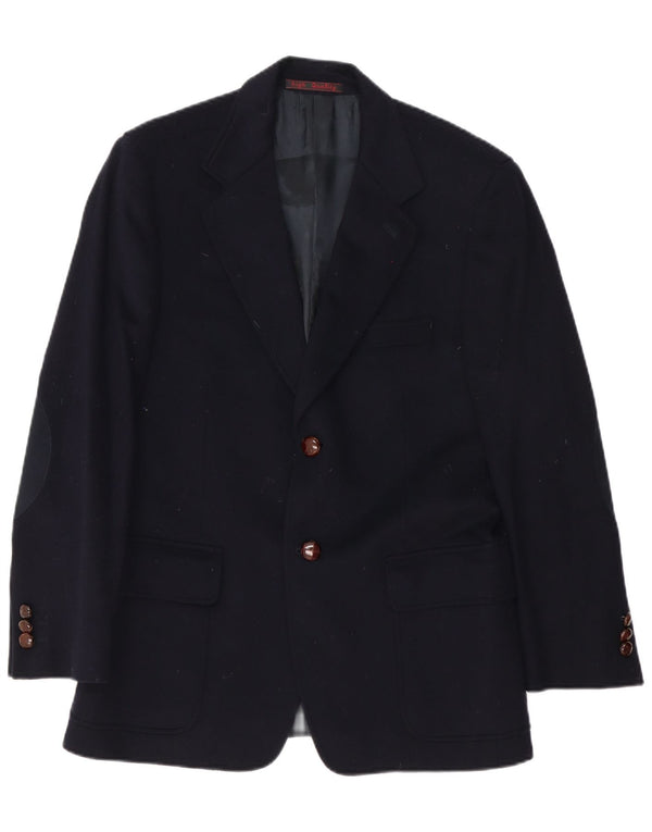 Jaqueta blazer masculina vintage com 2 botões IT 48 lã virgem azul marinho médio