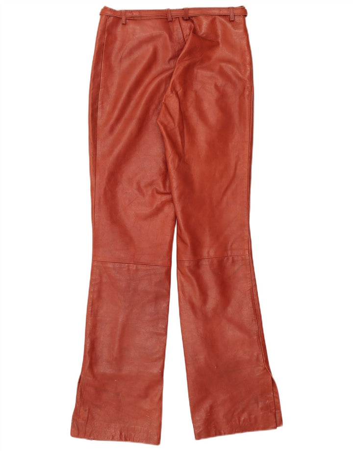 Vintage Womens Bootcut Leather Trousers Small W27 L31 Brown