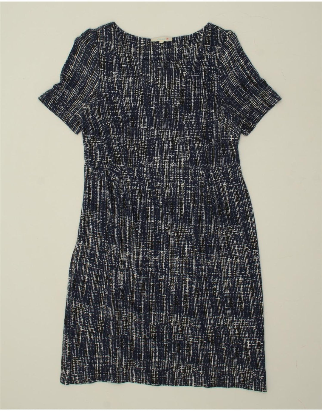 WHITE STUFF Womens Basic Dress UK 12 Medium Navy Blue Geometric Viscose Vintage White Stuff and Second-Hand White Stuff from Messina Hembry 