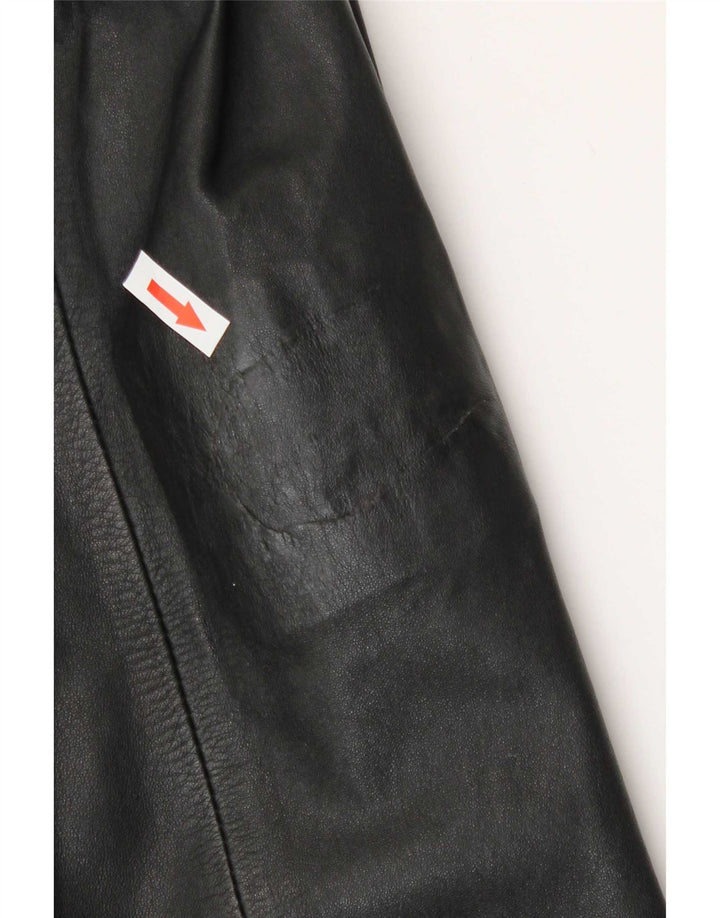 Vintage Military Læderfrakke til kvinder UK 14 Medium Sort