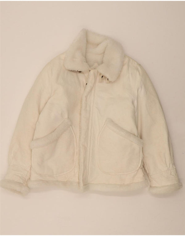 VINTAGE Chaqueta Sherpa de mezclilla para hombre Reino Unido 40 Algodón blanco grande